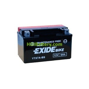 Batería AGM Exide moto YTX7A-BS 12V. 6Ah